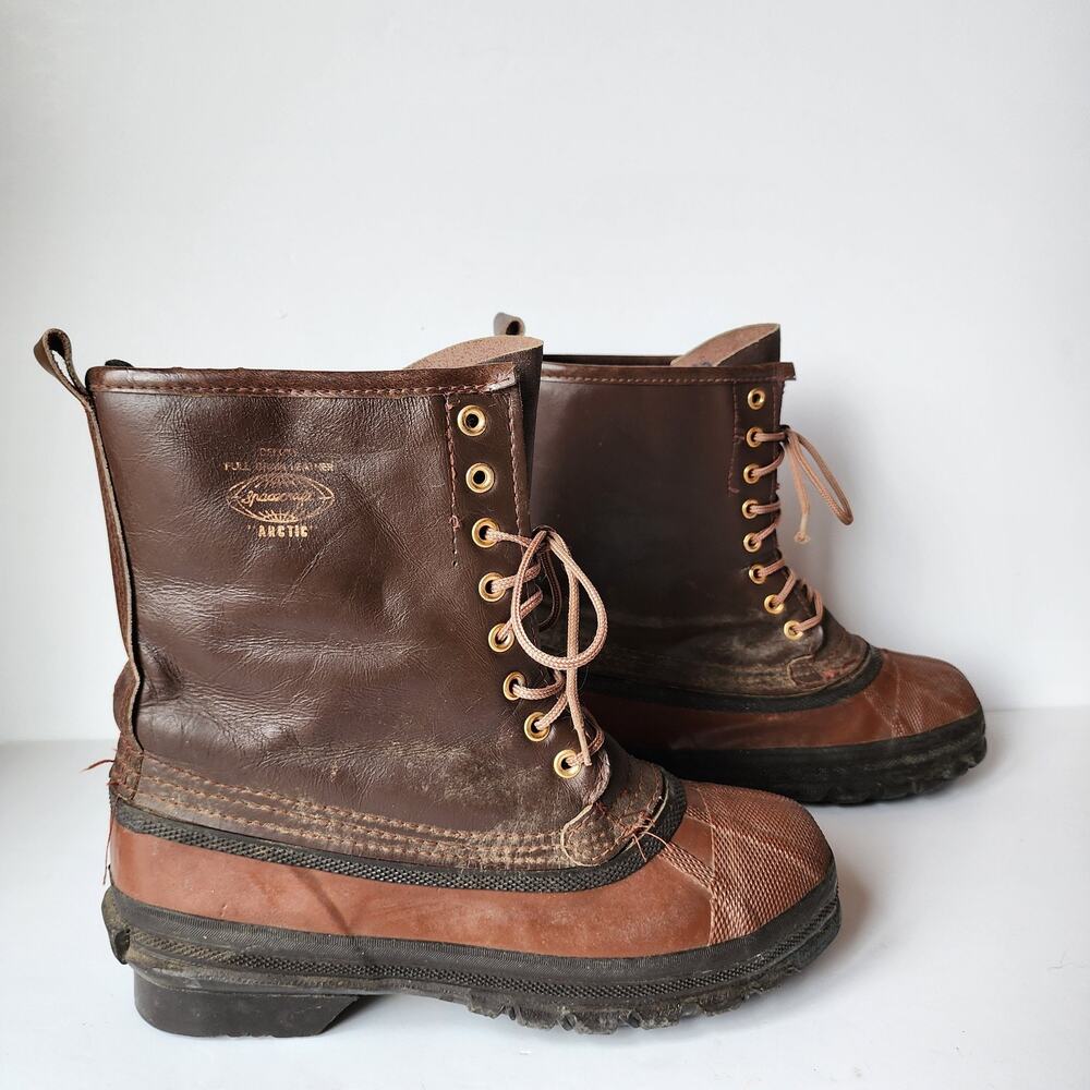 Spacecraft Arctic Winter Boots Mens Size 8 Insulated Steel Shank Snow Duck Brown